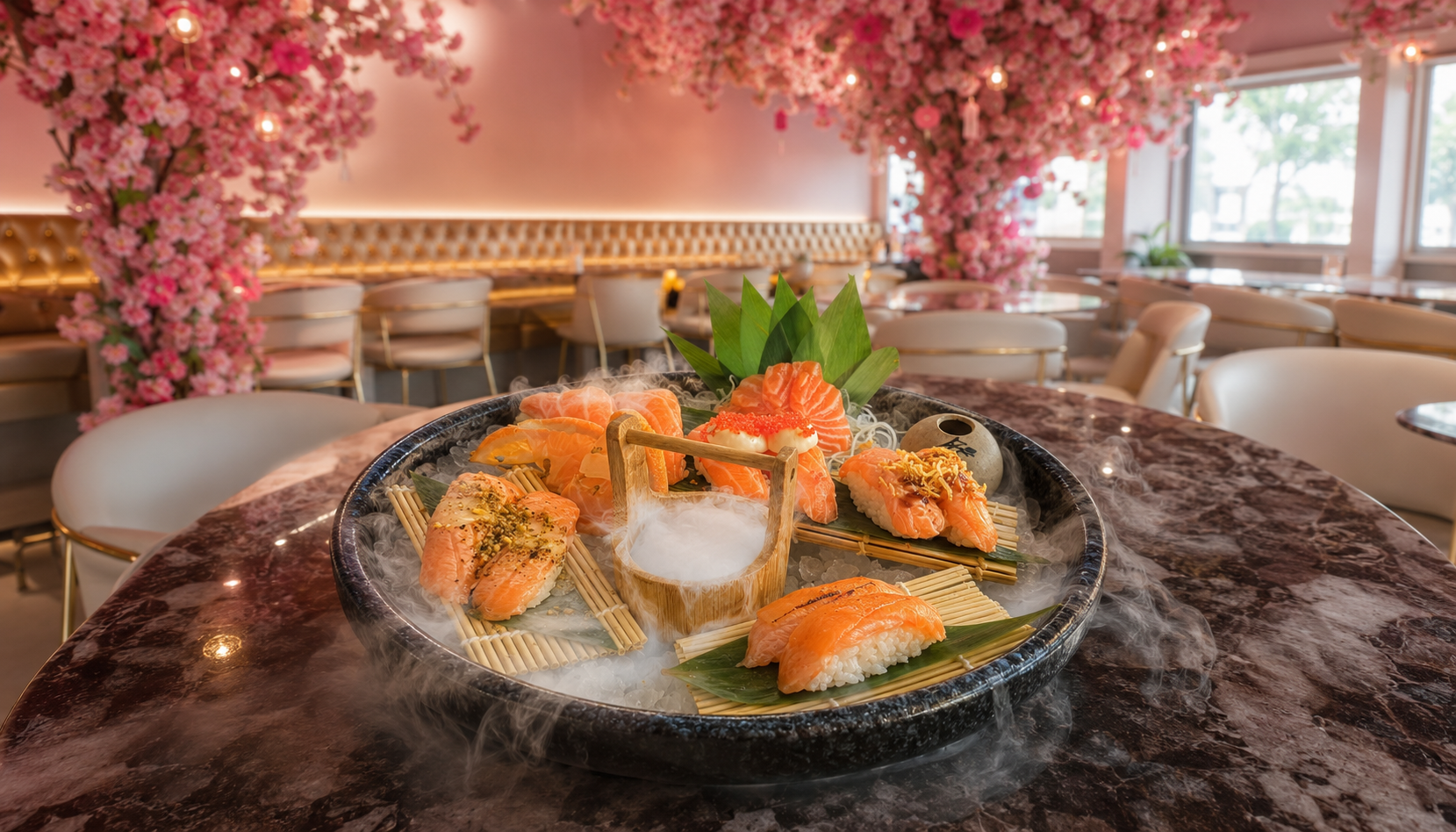 Selezione di sushi e sashimi nella sala SEBO